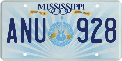 MS license plate ANU928