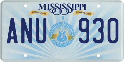 MS license plate ANU930
