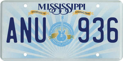 MS license plate ANU936