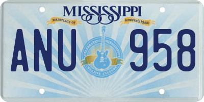 MS license plate ANU958