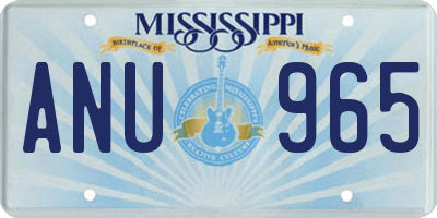 MS license plate ANU965