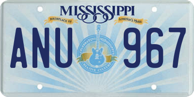 MS license plate ANU967