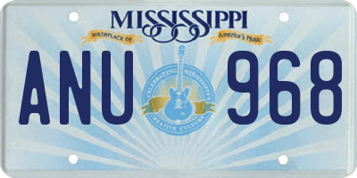 MS license plate ANU968