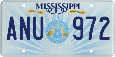 MS license plate ANU972