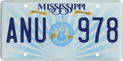 MS license plate ANU978