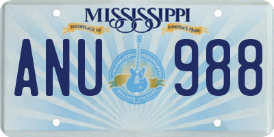 MS license plate ANU988
