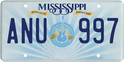 MS license plate ANU997