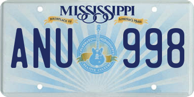 MS license plate ANU998