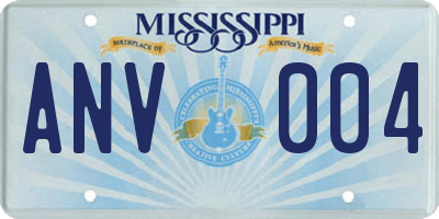 MS license plate ANV004