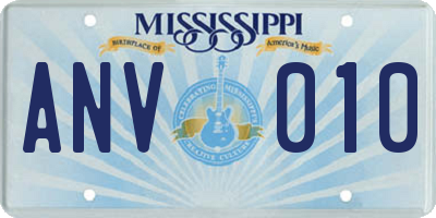 MS license plate ANV010