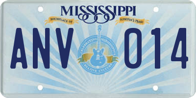 MS license plate ANV014