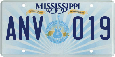 MS license plate ANV019