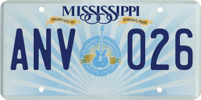 MS license plate ANV026