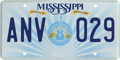 MS license plate ANV029