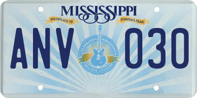 MS license plate ANV030