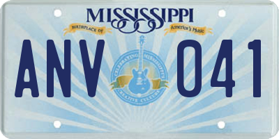 MS license plate ANV041