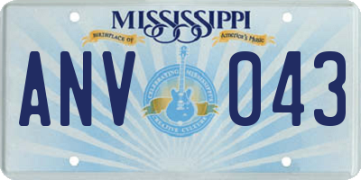 MS license plate ANV043