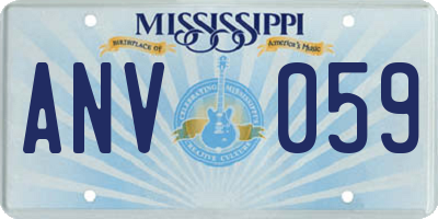 MS license plate ANV059