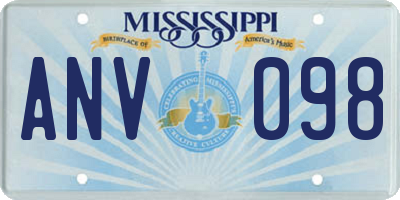 MS license plate ANV098
