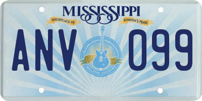 MS license plate ANV099