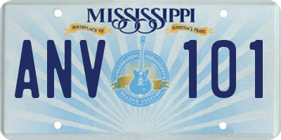 MS license plate ANV101