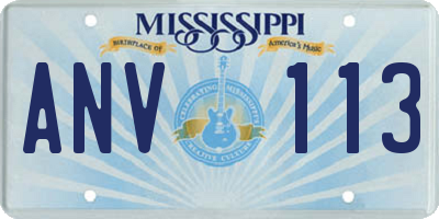 MS license plate ANV113
