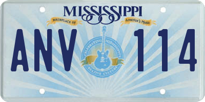 MS license plate ANV114