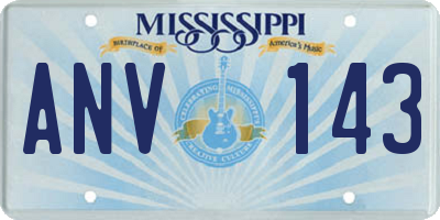 MS license plate ANV143