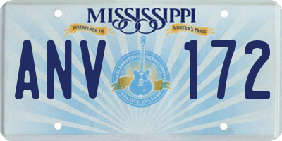 MS license plate ANV172