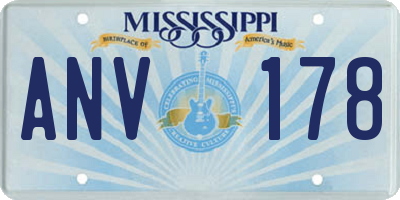 MS license plate ANV178