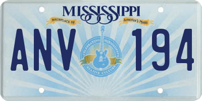 MS license plate ANV194