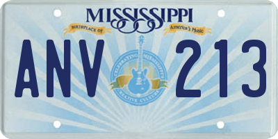 MS license plate ANV213
