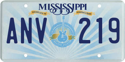 MS license plate ANV219