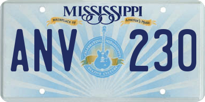 MS license plate ANV230