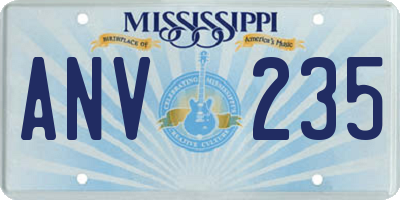 MS license plate ANV235