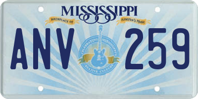 MS license plate ANV259