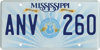 MS license plate ANV260