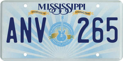 MS license plate ANV265