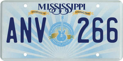MS license plate ANV266
