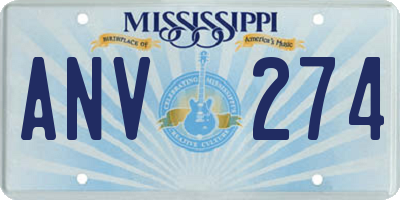 MS license plate ANV274