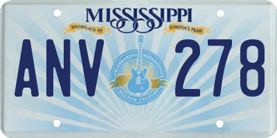 MS license plate ANV278