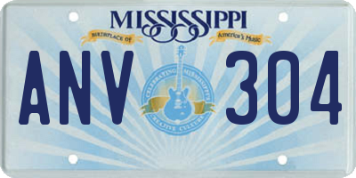 MS license plate ANV304