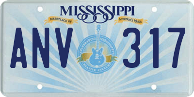 MS license plate ANV317