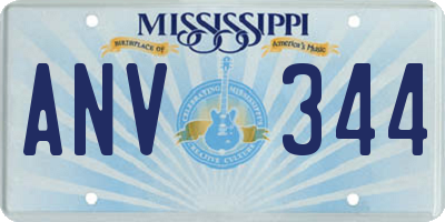 MS license plate ANV344
