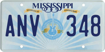 MS license plate ANV348