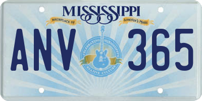 MS license plate ANV365