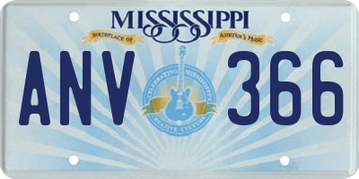 MS license plate ANV366