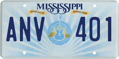 MS license plate ANV401