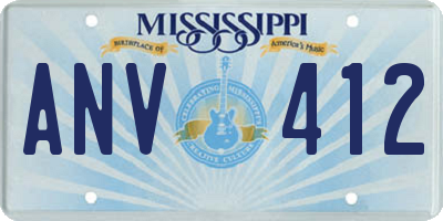 MS license plate ANV412