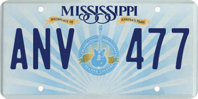 MS license plate ANV477